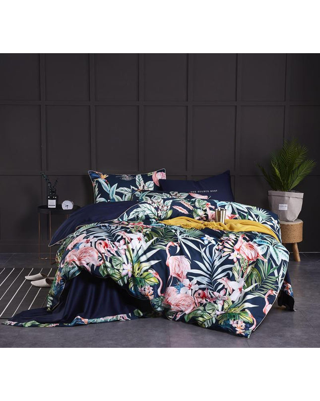 Kezaro Perugia bedding set with fitted sheet, duvet cover, and pillowcases in a 180x210cm four-piece set, soft and stylish.