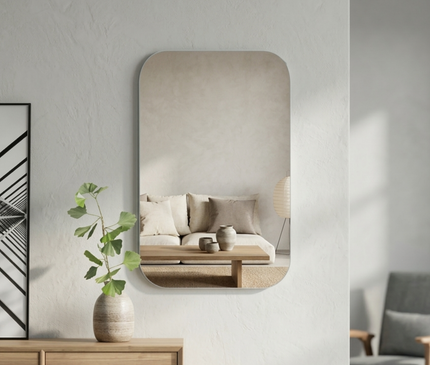 Kezaro Alera Wandspiegel, self-adhesive wall mirror with sleek rectangular design, suitable for modern home decor.