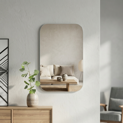 Kezaro Alera Wandspiegel, self-adhesive wall mirror with sleek rectangular design, suitable for modern home decor.