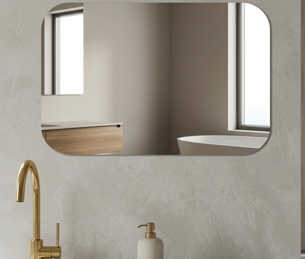 Kezaro Alera wall mirror with self-adhesive backing, round shape, modern design, suitable for bathroom or bedroom decor.