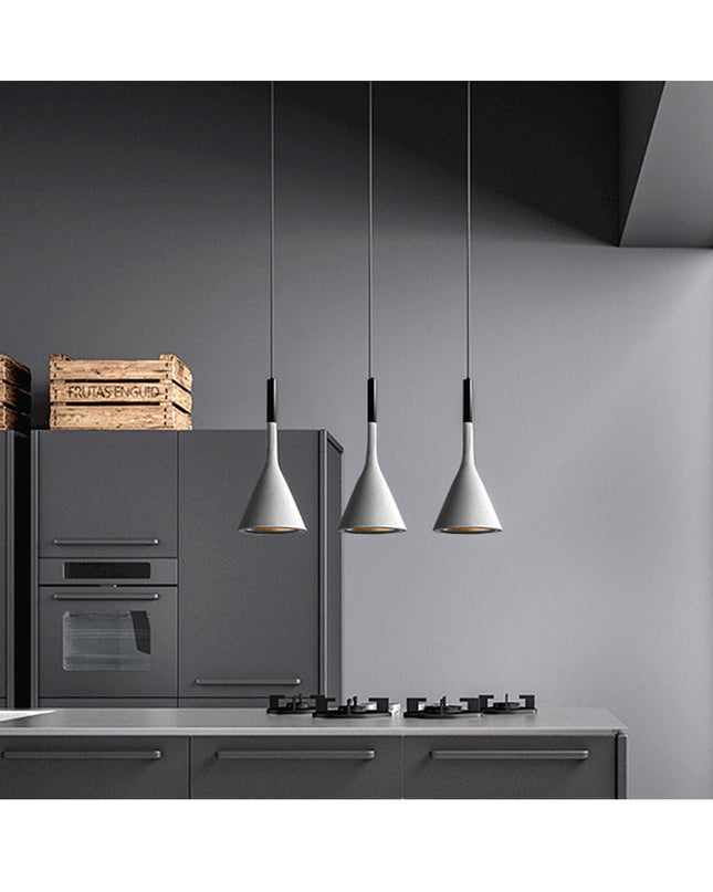 Kezaro Toulon hanging light fixture with white shade and modern design, ideal for contemporary home or office lighting.