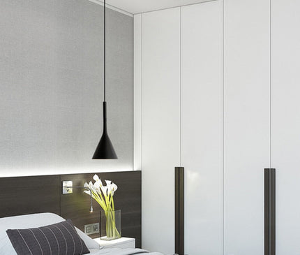 Kezaro Toulon hanging pendant light in white with a sleek modern design, featuring a smooth, cylindrical shade.