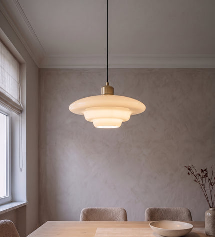Latte Pendant Light | Opal Glass, Brushed Brass in the dining room (1)