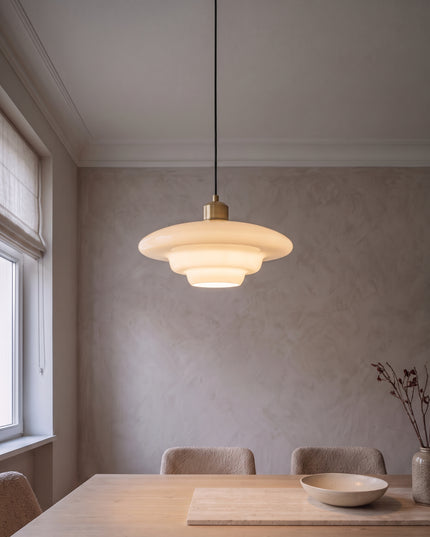 Latte Pendant Light | Opal Glass, Brushed Brass in the dining room (1)