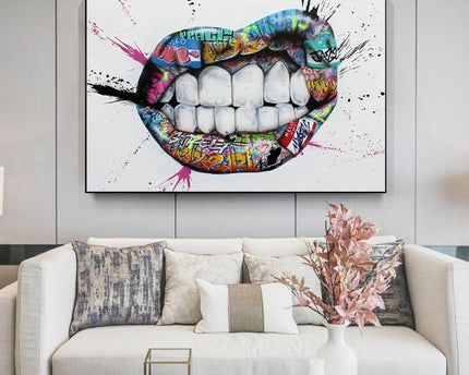 Graffiti Lippen Leinwand