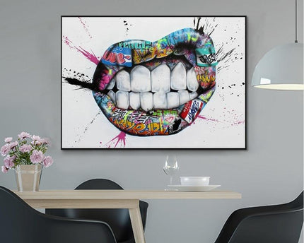 Graffiti Lippen Leinwand