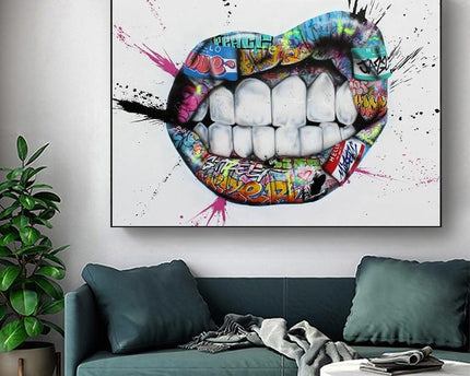Graffiti Lippen Leinwand